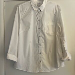 J. Crew Factory White Shirt with Plaid Accent